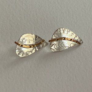 Earrings, custom made, Sterling and Bronze